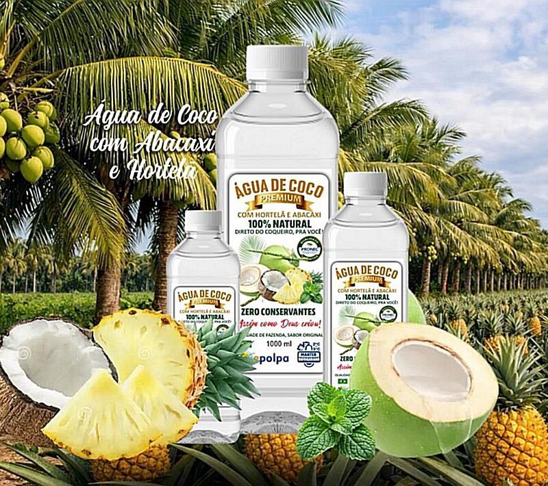 Água de Coco com Hortelá e Abacaxi 100% Natural